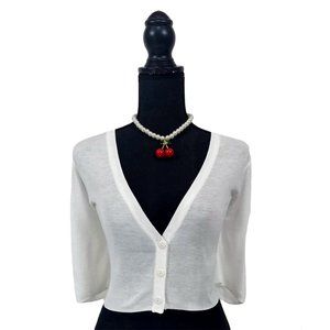 Banned Bobby Cropped Cardigan in White